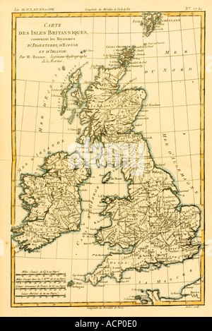 Map of The British Isles circa 1760 Stock Photo