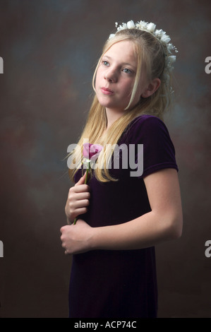 porrait of young girl with flower Stock Photo