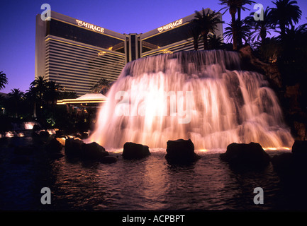 The Mirage Hotel & Casino erupting volcano, Las Vegas Nevada USA Stock Photo