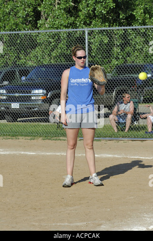 2nd grade school childrens softball practice Stock Photo