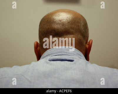 Hispanic Man bald from rear Stock Photo