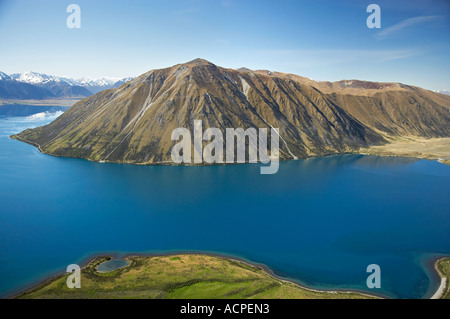 Lake Ohau and Ben Oahu Mackenzie Country South Canterbury South Island New Zealand aerial Stock Photo