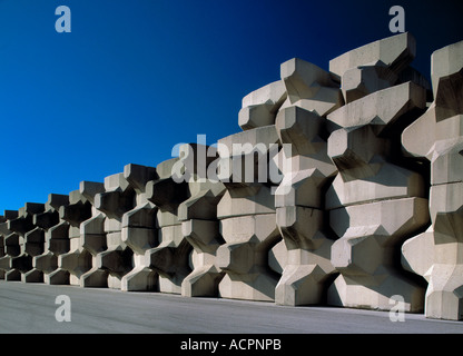 Stacked storm wall defence blocks Stock Photo