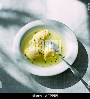 Soup with small semolina dumplings Stock Photo