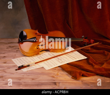 violin and sheet music Stock Photo