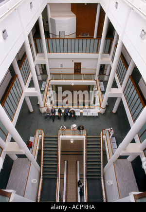 View looking down into the atrium at Manchester Crown Courts Stock Photo