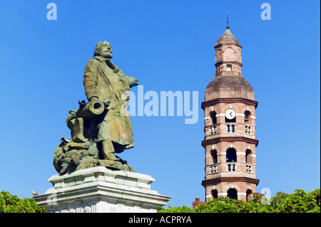 Lycee Tower - Gambetta statue - Cahors - Lot - France Stock Photo