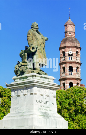 Lycee Tower - Gambetta statue - Cahors - Lot - France Stock Photo