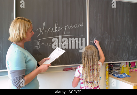 Students in classroom of elementary school Stock Photo