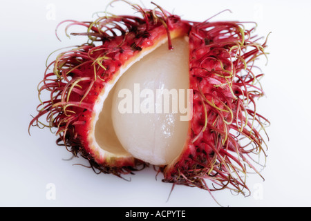 Opened Rambutan fruit (Nephelium lappaceum)