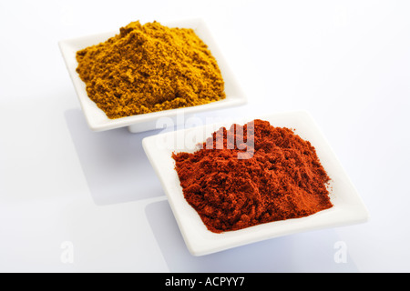 Paprika and currypowder, spices Stock Photo