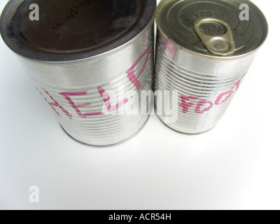 can , food help conceptual on a white background Stock Photo