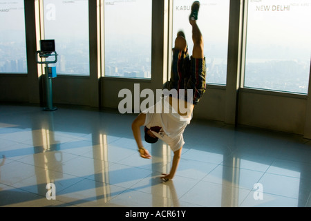 Young Korean Man Dancing inside N Seoul Tower Seoul South Korea Stock Photo