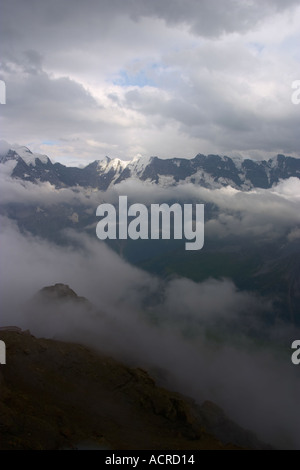 Snow capped mountains seen from Schilthorn Jungfrau region Bernese Oberland Swiss Alps Switzerland Europe Stock Photo