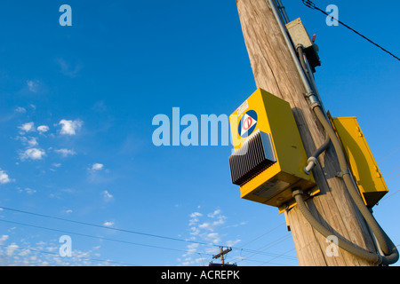 An american Civil Defence siren control box in Kearney, Nebraska, USA. Stock Photo