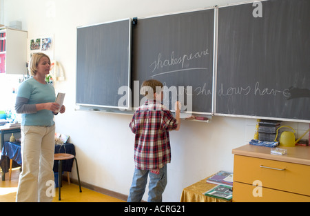 Students in classroom of elementary school Stock Photo
