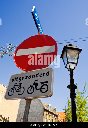 No entry except for bicycles and scooters sign The Netherlands Europe Stock Photo