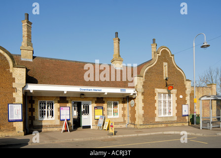 Railway station and Post office at Downham Market Norfolk England Stock Photo