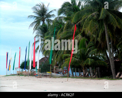 Pelangi Beach Resort flags Pantai Cenang beach Pulau Langkawi island Malaysia Stock Photo