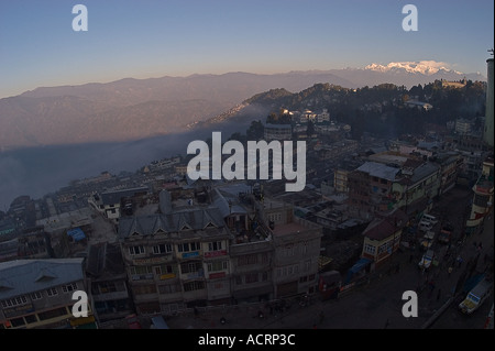 The old British hill station of Darjeeling West Bengal India with Kanchenjunga behind Stock Photo