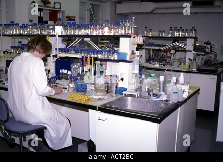 Laboratory technicians in dairy lab Finland Stock Photo