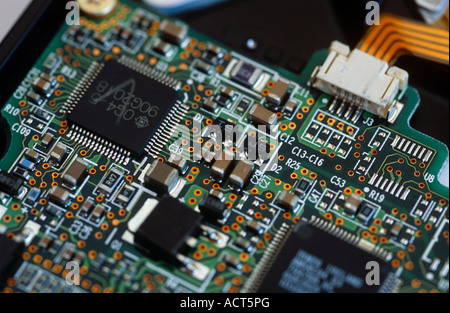 Close up of a integrated circuit board showing micro electronic components South Africa Stock Photo