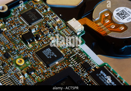 Close up of a integrated circuit board showing micro electronic components South Africa Stock Photo