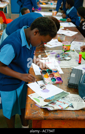 Children in a Nelspruit high school during an art class Nelspruit Mpumalanga South Africa Stock Photo
