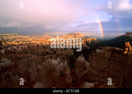 Rainbow over Bryce Canyon, Utah Stock Photo