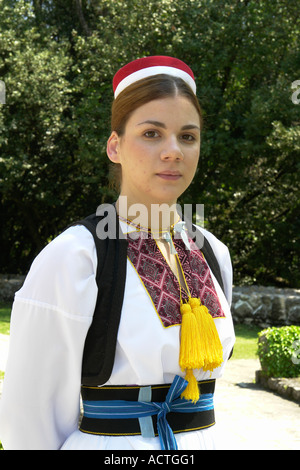 Young girl dressup in Croatian traditional costume Adria Dalmatia Adriatic coast Croatia Stock Photo