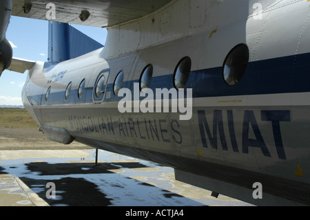 Body of an Antonow AN 24 airplane of Mongolian Airlines MIAT Ulaangom Mongolei Stock Photo