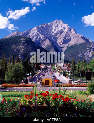 Banff and Cascade Mountain, Alberta, Canada Stock Photo
