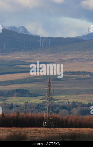 Braes of Doune Wind Farm viewed from Sheriffmuir. Stock Photo