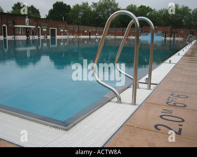 Refurbished poolside of the Hampstead Lido London UK Stock Photo