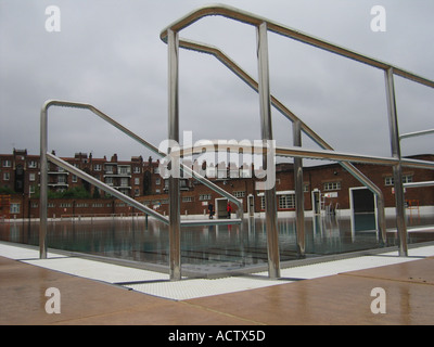 Refurbished poolside of the Hampstead Lido London UK Stock Photo