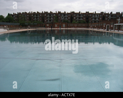 Refurbished poolside of the Hampstead Lido London UK Stock Photo