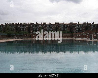 Refurbished poolside of the Hampstead Lido London UK Stock Photo