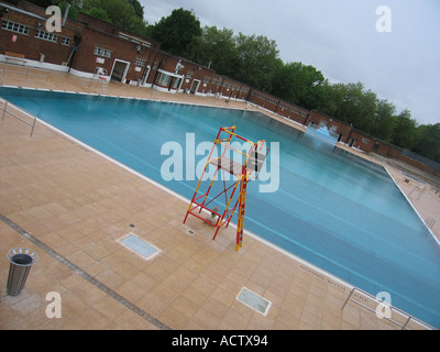 Refurbished poolside of the Hampstead Lido London UK Stock Photo