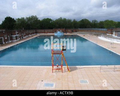 Refurbished poolside of the Hampstead Lido London UK Stock Photo