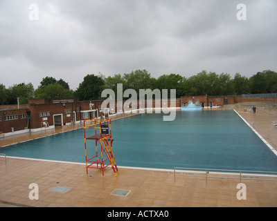 Refurbished poolside of the Hampstead Lido London UK Stock Photo