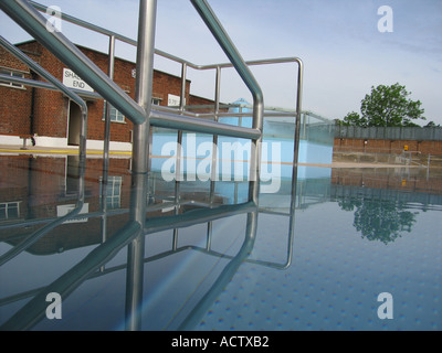 Refurbished poolside of the Hampstead Lido London UK Stock Photo