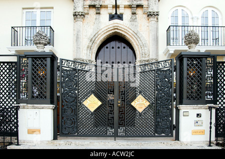 The gates to the former Versace Mansion in Miami Beach Art Deco area Florida USA Stock Photo