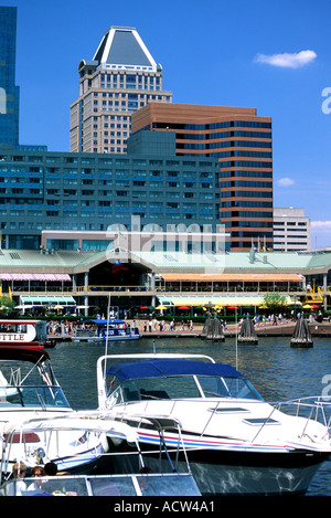 Boats in Baltimore inner Harbor Baltimore Maryland USA Stock Photo