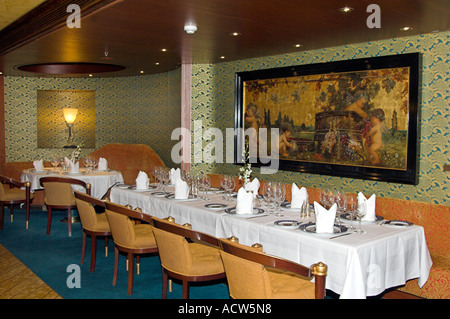 The upscale Pinnacle Grill restaurant on the Holland America cruise ship Zaandam. Stock Photo