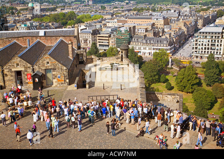 People waiting for the firing of the One O Clock Gun Edinburgh Castle Stock Photo