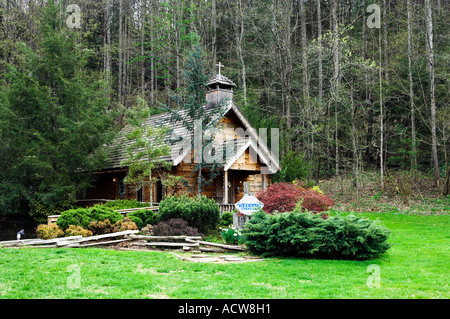 The Little Log Wedding Chapel in Gatlinburg Tennessee USA Stock Photo