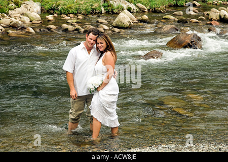 Wedding on the rocks in the Great Smoky Mountains National Park, USA. Stock Photo