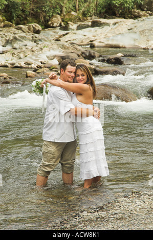Wedding on the rocks in the Great Smoky Mountains National Park, USA. Stock Photo