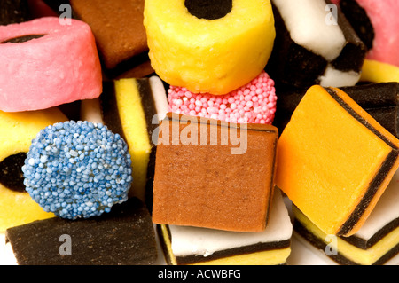 Licorice Liquorice allsorts sweets Close up sugar sugary food Stock Photo