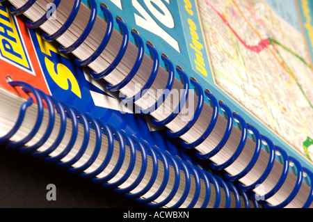 Close up of Spiral bound map book England UK United Kingdom GB Great Britain Stock Photo